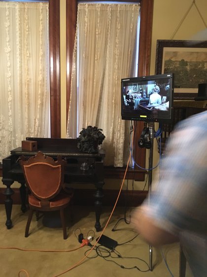 A camera monitor in an interior location