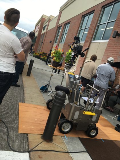 Equipment cart at an exterior location